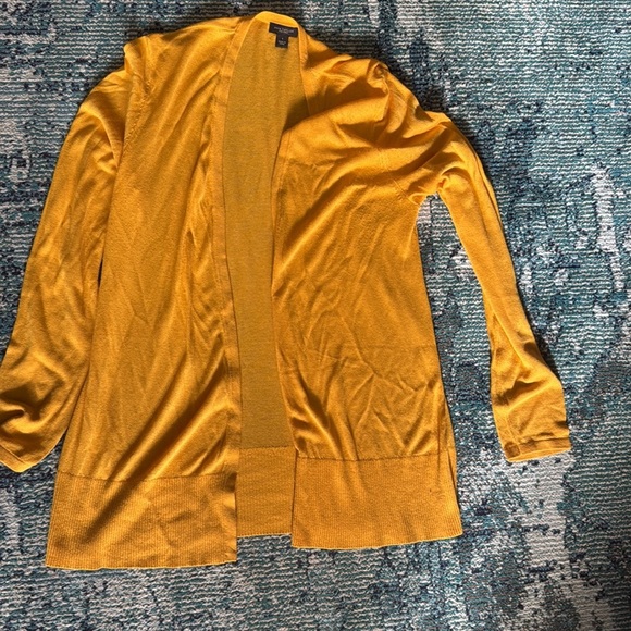 Mustard color Ann Taylor Loft open front cotton cardigan - size S (B18) - Picture 4 of 5